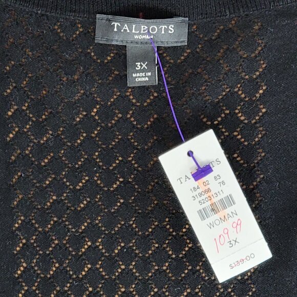 NWT Talbots Textured Black Open Front Cardigan - 3X - Picture 7 of 7